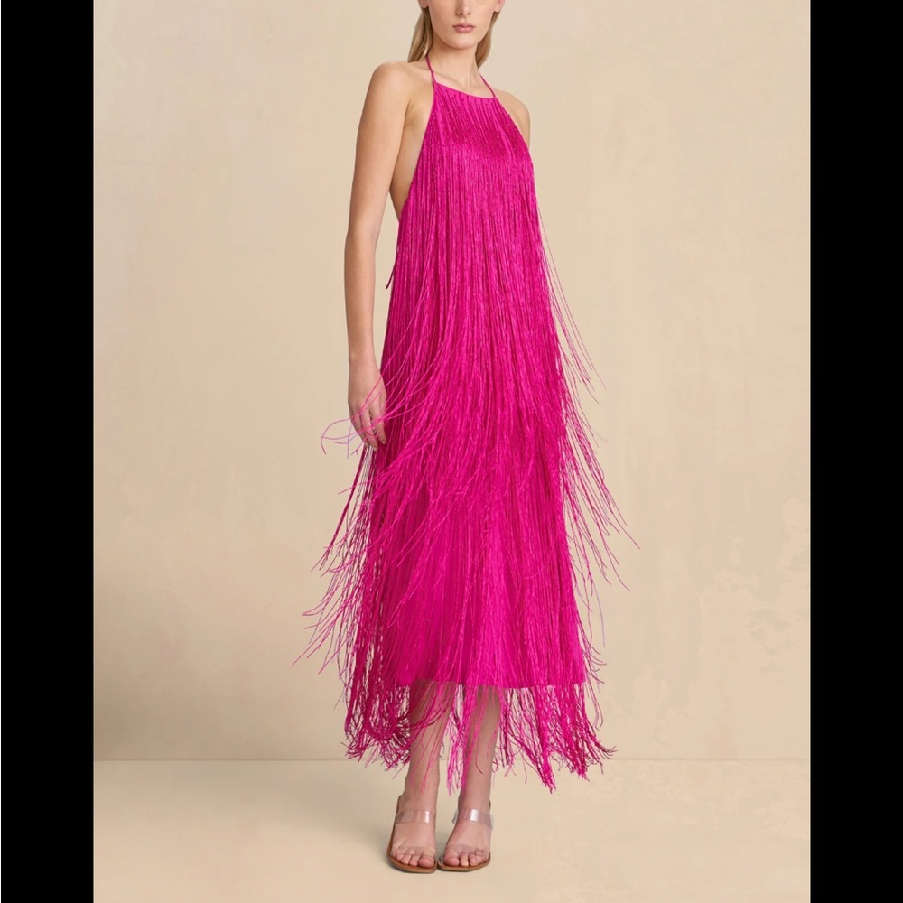 Cult Gaia Vibrant Pink Fringe Maxi Dress
